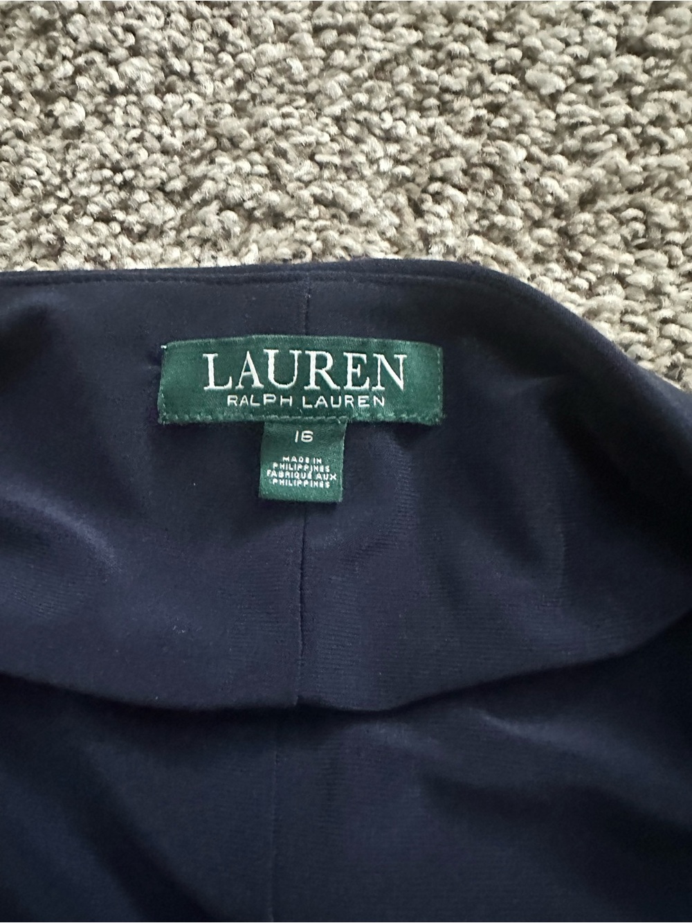 Ralph Lauren Navy One-Shoulder Cape Dress with White Trim - Picture 3 of 5